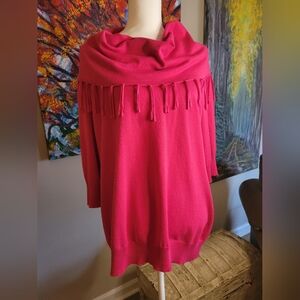 Kim Rogers Vibrant Pink Fringe Poncho